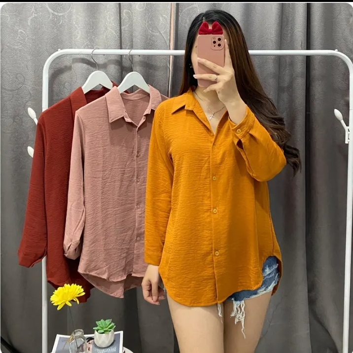 KEMEJA LENGAN PANJANG WANITA POLOS/KEMEJA WANITA TERLARIS/KEMEJA LENGAN PANJANG POLOS