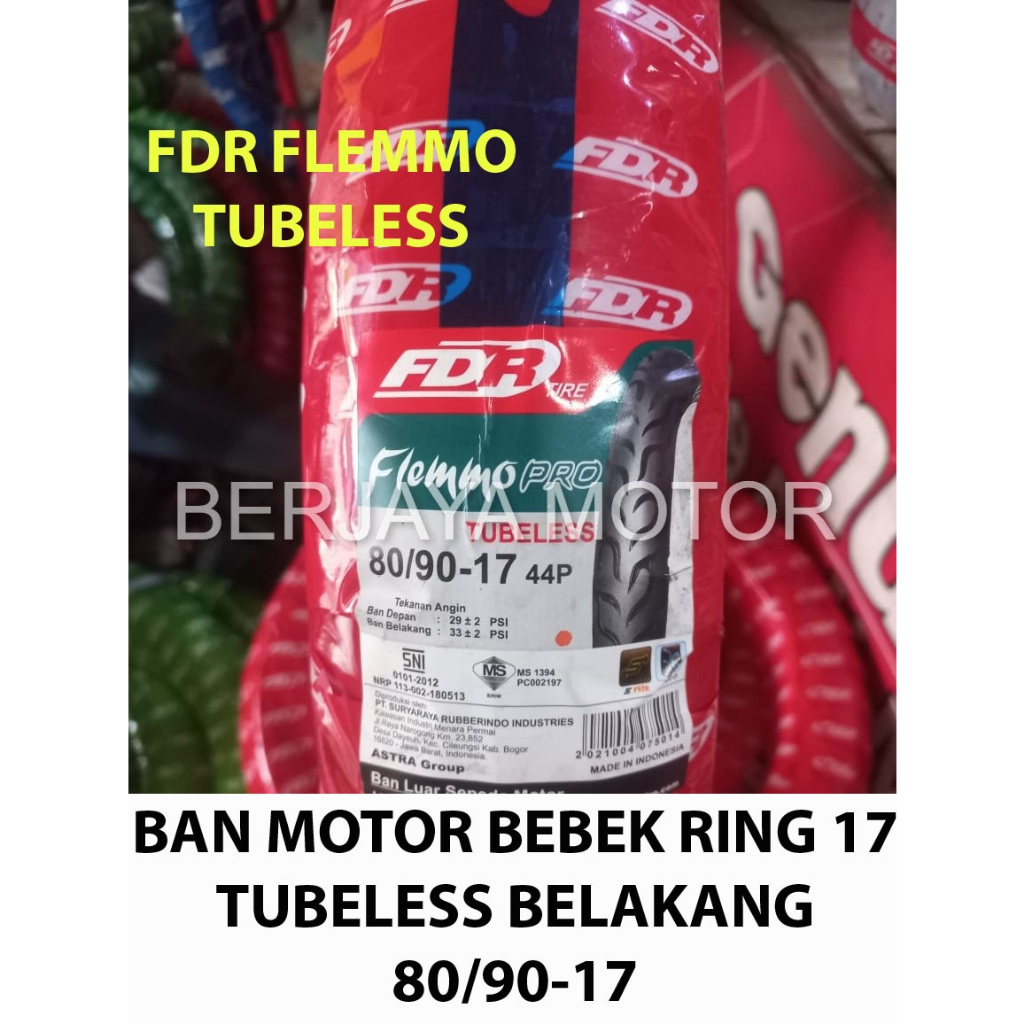 BAN MOTOR FDR FLEMMO PRO 80/90-17 TUBELESS BAN MOTOR BEBEK RING 17