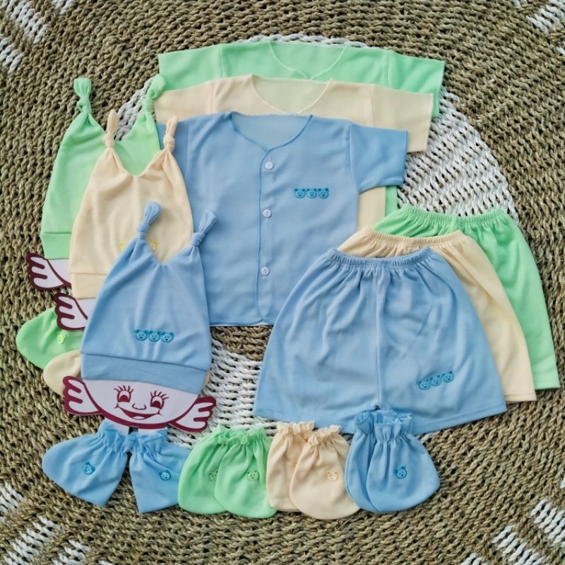 ISI 15 Pcs Set Baju Bayi Baru Lahir Baju Celana Bayi Newborn Pendek Seri Muda