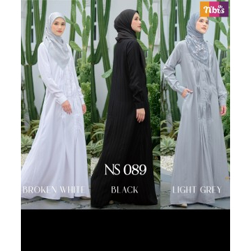 gamis polos katun NIBRAS putih hitam abu NS 089