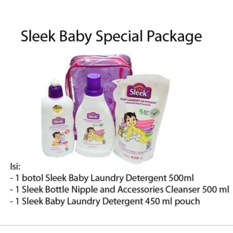 ( Free Pop It ) Sleek Baby Special Paket / Paket Sleek Bottle Cleanser Laundry Sleek / Pencuci Botol Sleek Sabun Bayi / Paket Hemat Sleek