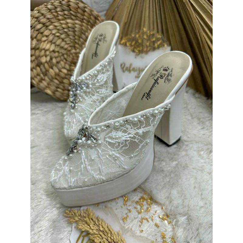 Sepatu wedding Pesta cantik alena putih 12cm