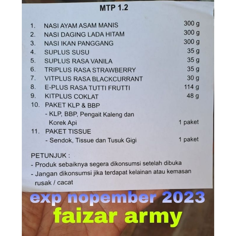 MTP POLRI 1PAKET TIPE 2.MTP POLRI.MAKANAN POLRI.RANSUM POLRI