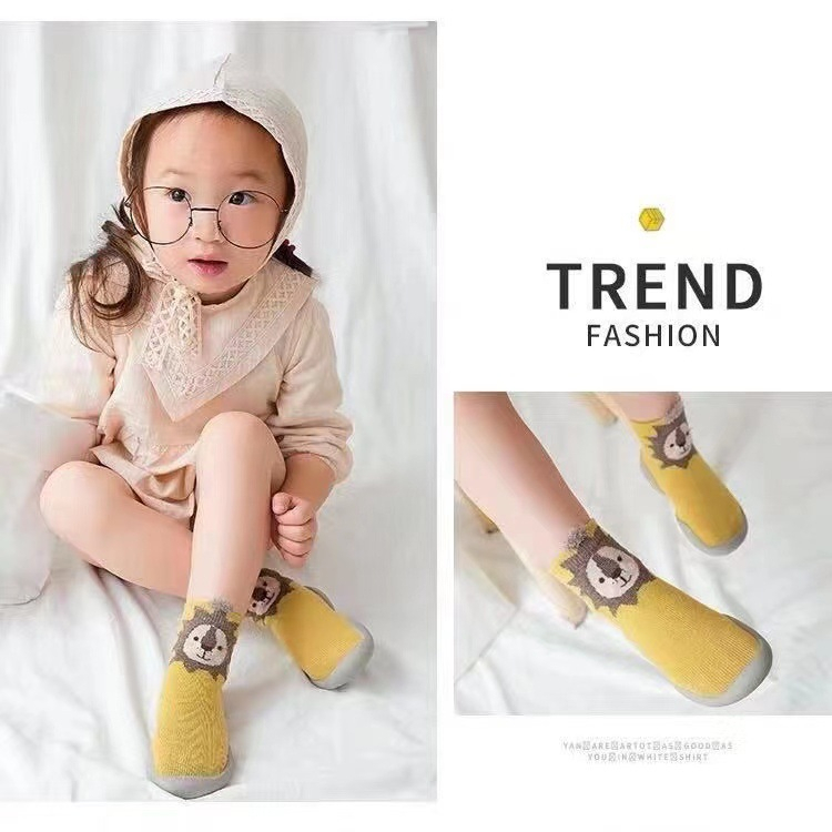 PW7-Sepatu Sandal Anak Bayi Karet Keren Prewalker Kaos Kaki Animal Karakter Anti Slip