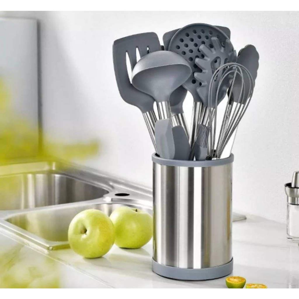 SPATULA PREMIUM Set 12Pcs PUTAR 360/ SUTIL Silikon Alat Masak UTENSIL PREMIUM KITCHEN FULL SET