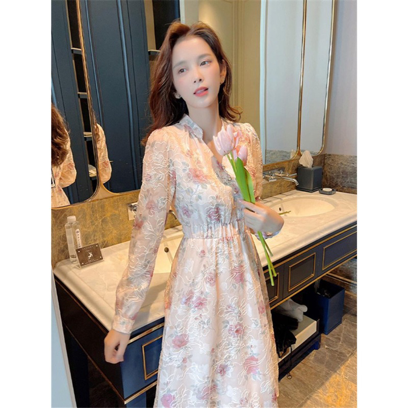 Ayyara Dress Floral Summer Korean Vintage Sweet Holiday Street Beach Trend Gaun Cantik Manis Retro T