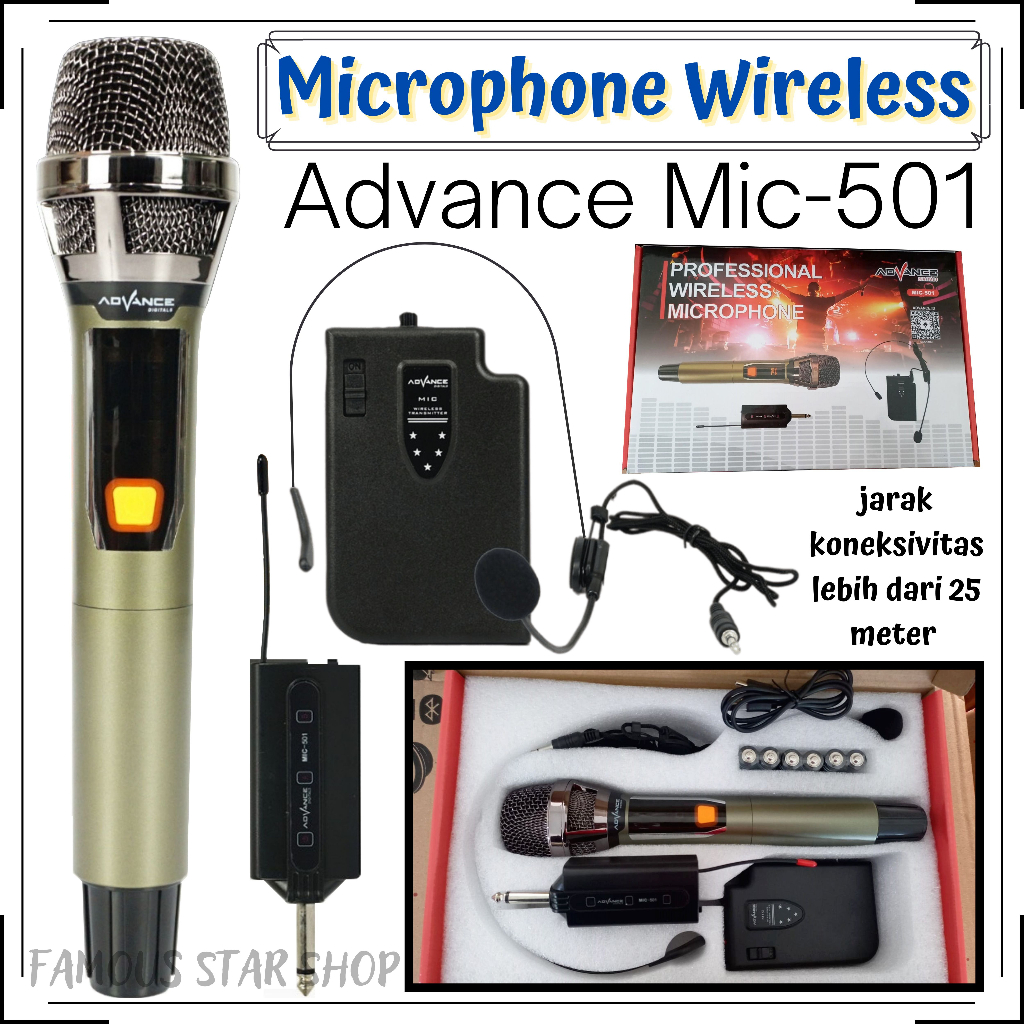 Microphone Mic Call Center Customer Service Karoke Mic Dancer Panggung Mic Clip On Advance MIC-501 | Advance Mic 501 Microphone Karaoke/mic karaoke suara jernih/mic/mik karaoke suara jernih | FMS