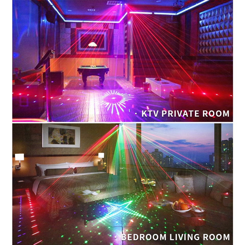 LINYEE Laser Stage 9 eye DMX control &amp; Sensor suara Lampu proyektor laser sorot Disco 9-eye RGB Disco Lamp DMX Remote Stage DJ Strobe Light Control Laser Light Party KTV Bar Stage Lighting Decoration Led Light DMX 7CH Controller Color Strobe LED PAR Lamp