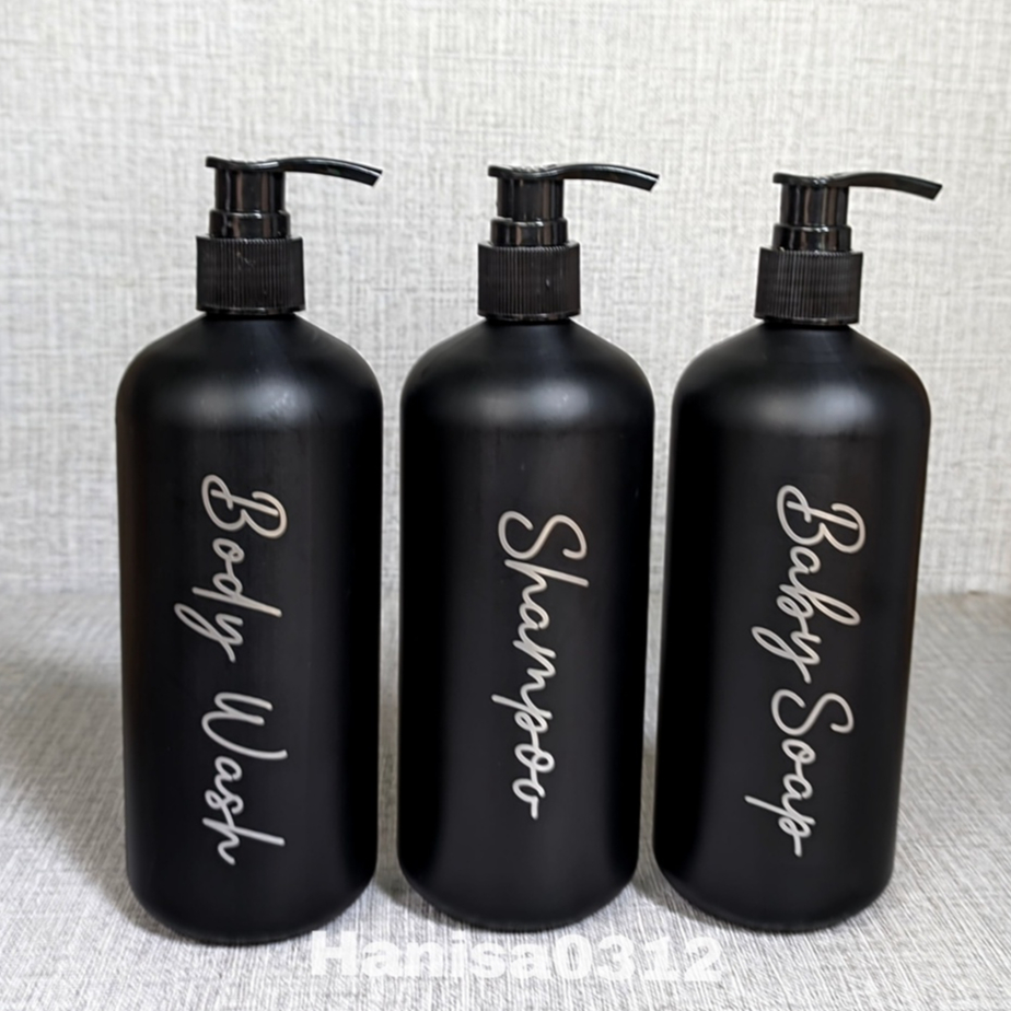 Botol Sabun Cair Pump 500ml Aesthetik Hitam Doff Pump Lotion Hitam