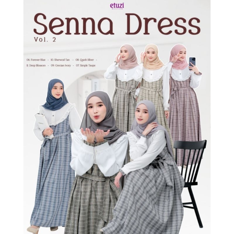 Senna Dress Gamis  remaja kekinian Bahan cotton yard dyed By Etuzi hijab vol 3 Ready stok