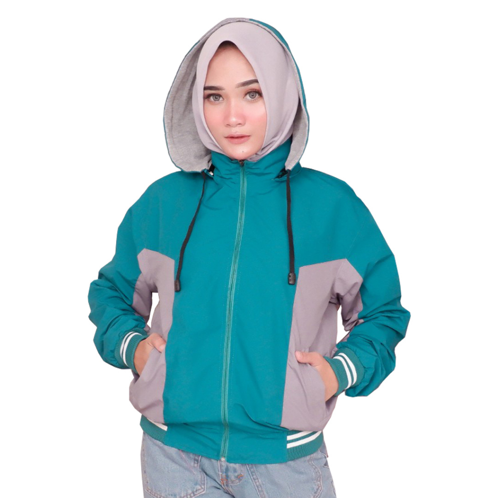 Justrue Jaket Hoodie Wanita Bolak Balik Kekinian Tosca