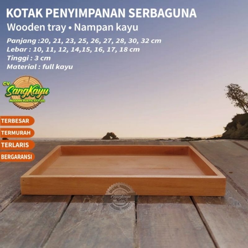 Wooden Tray Wooden box 20x15x3 cm kotak kayu kotak serbaguna seserahan