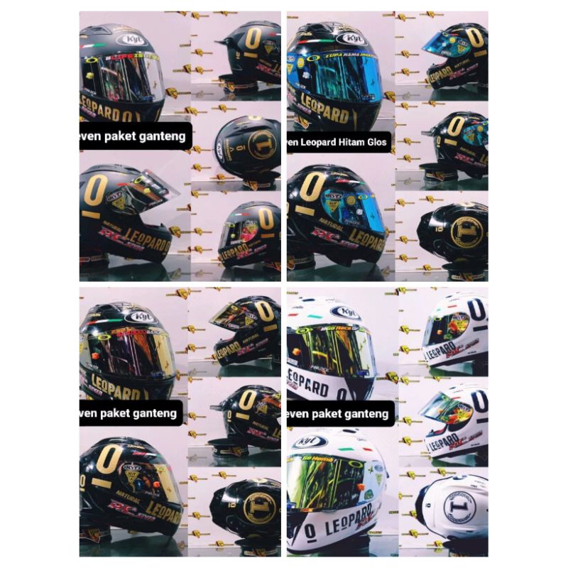 Helm KYT RC Seven Solid Black Matt Hitam Doff Paket Ganteng Leopard Redbull Original