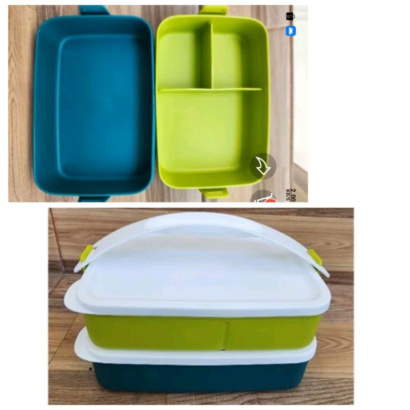 Promo Rantang small ctg 900 ml 2 susun tupperware with handle