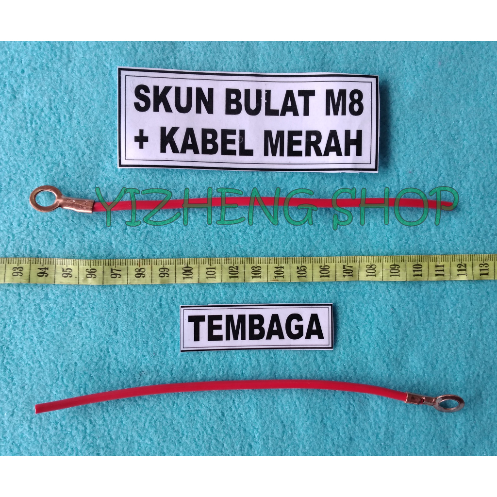 SKUN BULAT M8 TEMBAGA + KABEL 2,5MM² MERAH