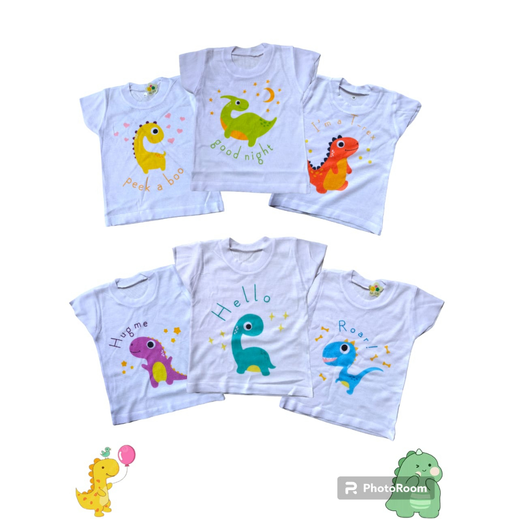 Kaos Oblong Bayi Setali Harian PUTIH Pilih Motif Karakter