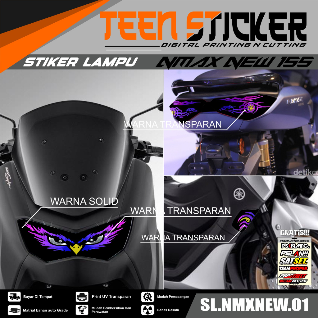 Stiker Variasi Lampu Alis Motor NMAX 155 2021 KEKINIAN TN Free Sticker .01