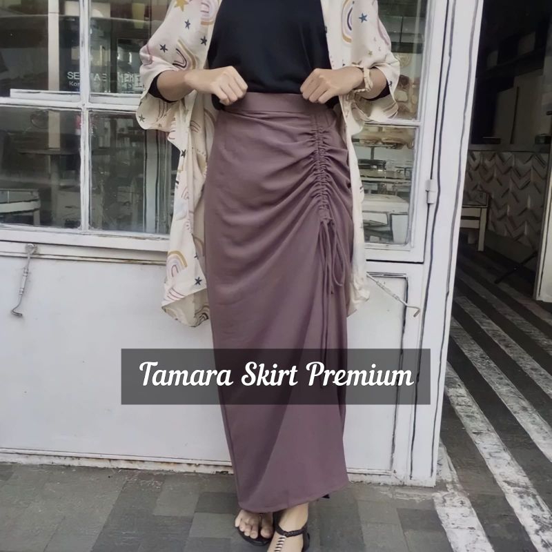 Rok Wanita Panjang Tamara Skirt Model Serut Samping
