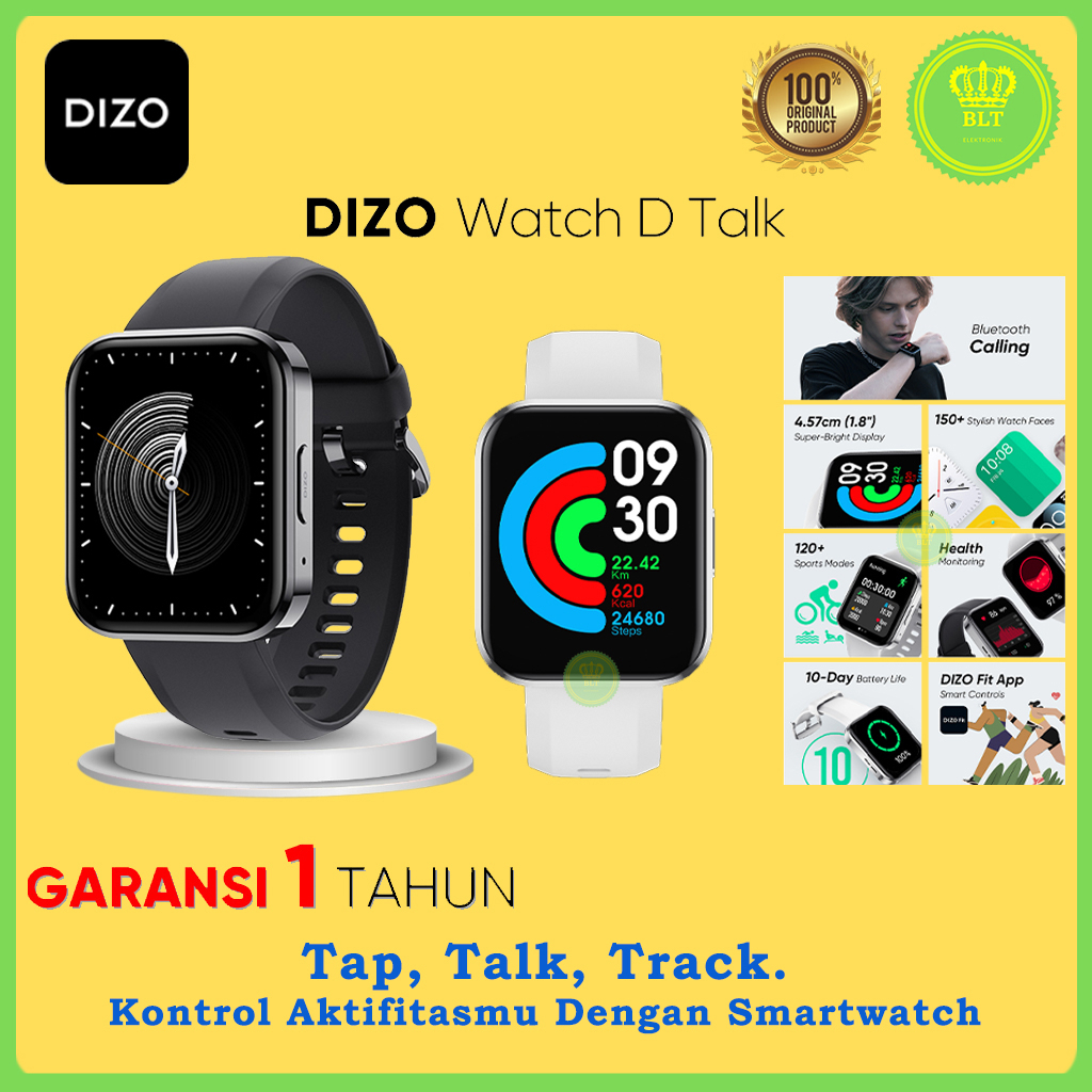 DIZO WATCH D TALK Smartwatch Smart Watch Touchscreen Tahan Anti Air Pria Wanita