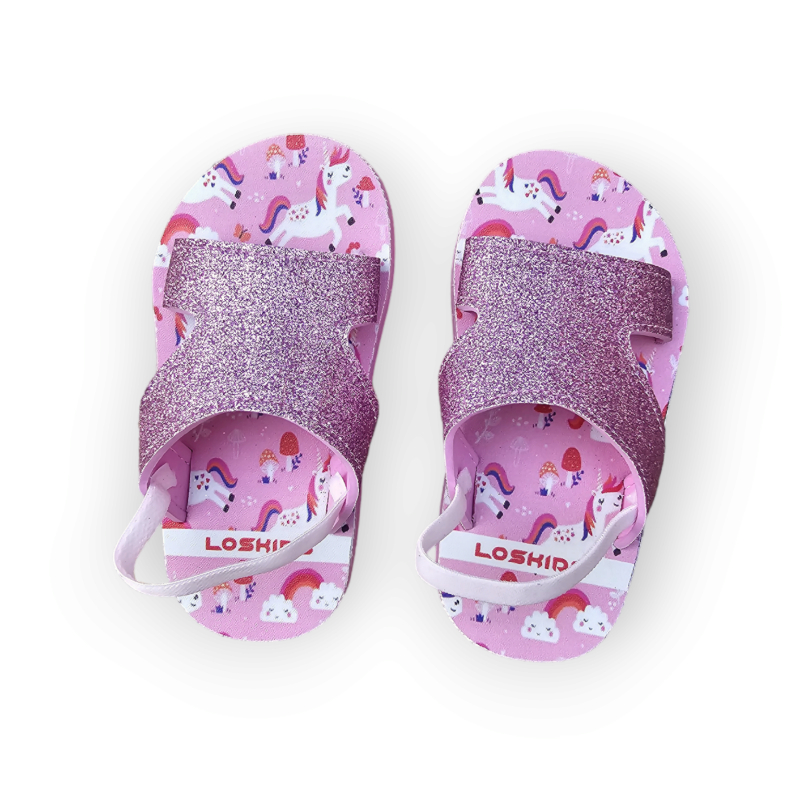 Sepatu Sandal Anak Baby Girl Kuda Poni Series Sandal Slop Selop Anak perempuan Tali Belakang Flip Flop Pink