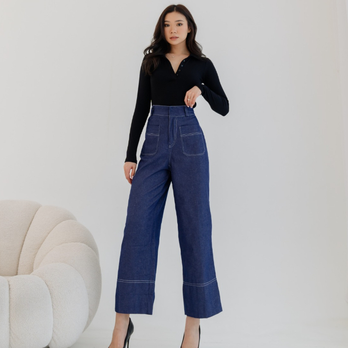 POTTIE - Osaka Denim Pants / Celana Panjang Denim High Waisted Wanita