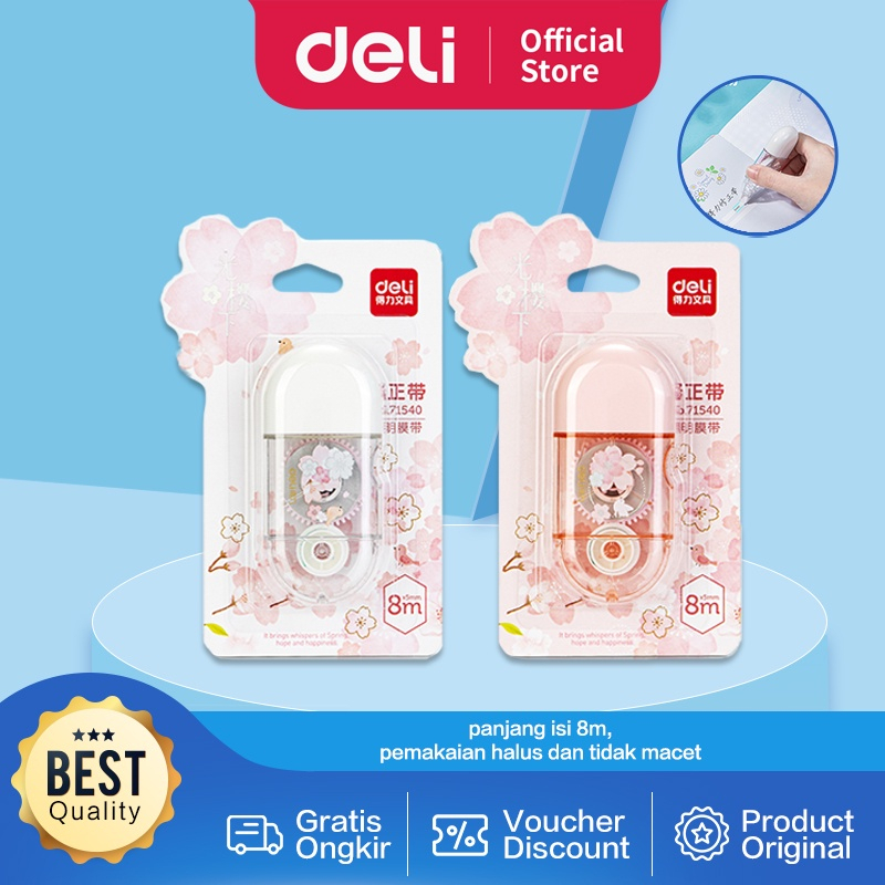 FYGALERY DELI050 Deli Correction Tape / Tip Ex Kertas 8m Design Sakura 71540