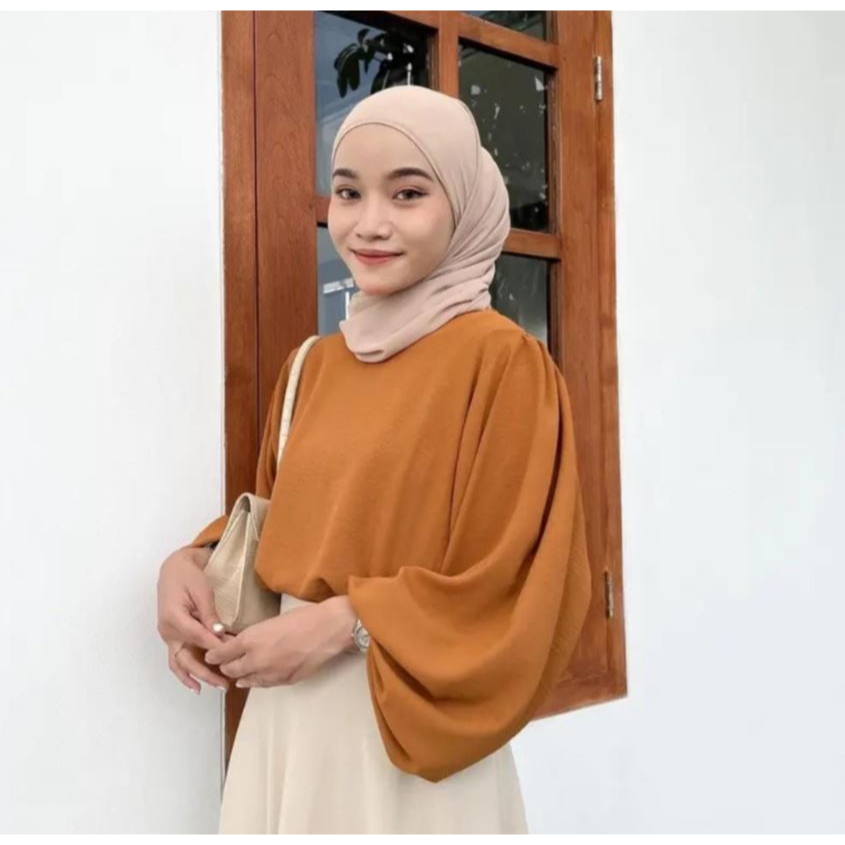 CLARA BLOUSE OVERSIZE ATASAN WANITA KEMEJA CRINCLE AIRFLOW PREMIUM (RPA)