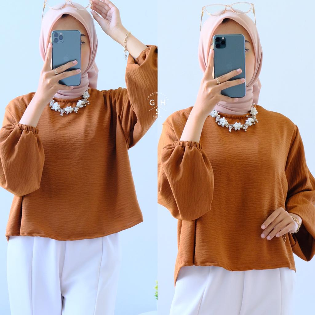 CLARA BLOUSE OVERSIZE ATASAN WANITA KEMEJA CRINCLE AIRFLOW PREMIUM (RPA)