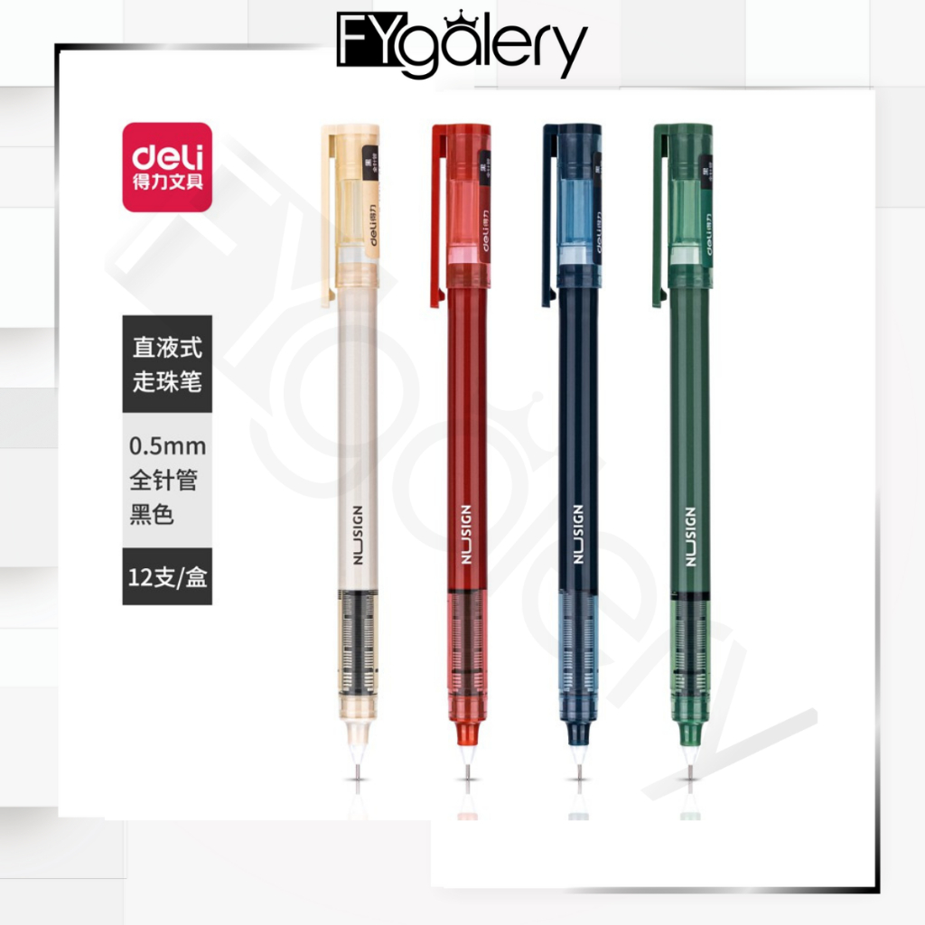 FYGALERY DELI030 Deli Nusign Roller Pen / Pulpen Roller 0.5mm Tinta Hitam Panjang Penulisan Hingga 1100m NS767