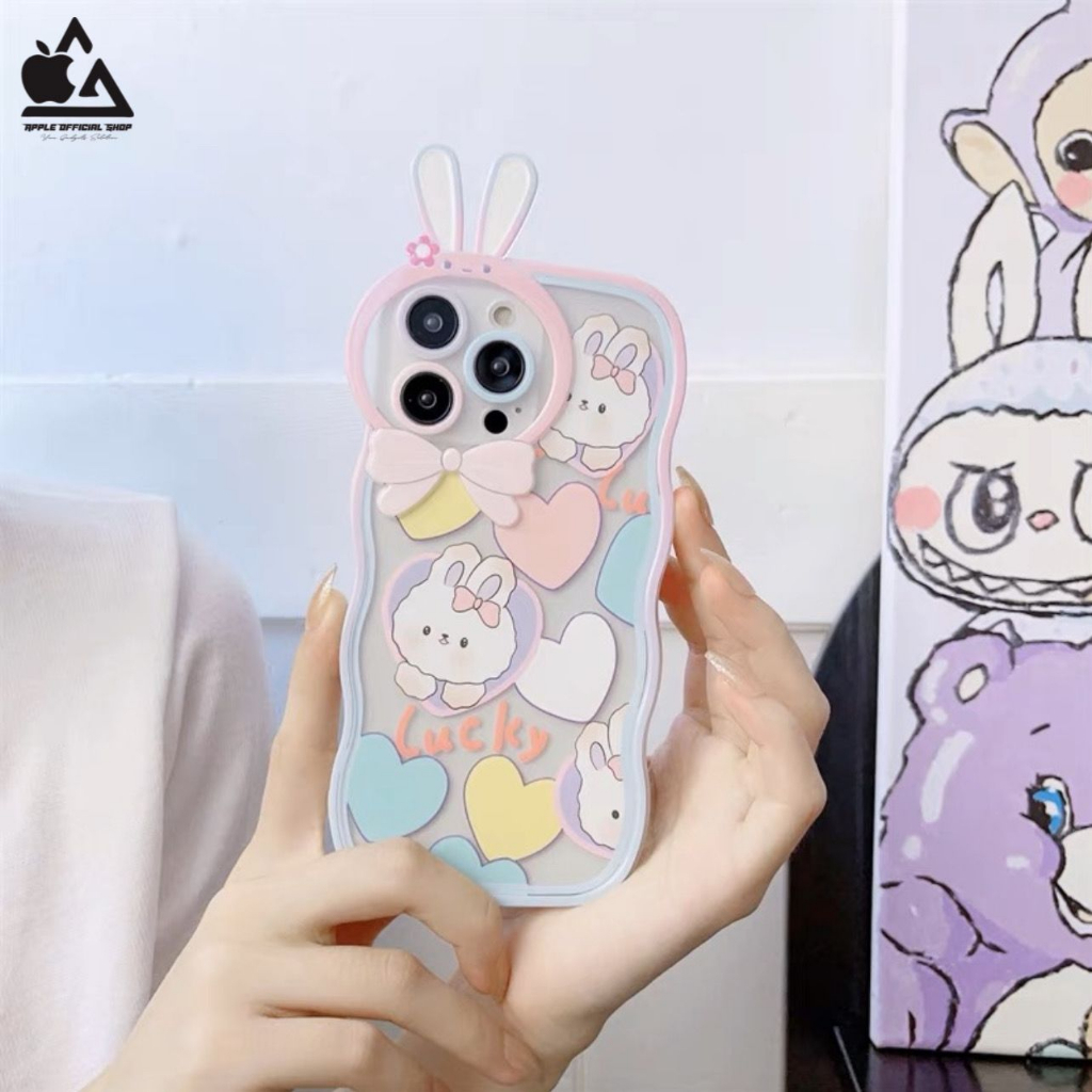 Luxury Softcase Lucu 3D Ear Bunny Motif iPhone 11 PRO MAX 12 PRO MAX XR XS MAX 7 8+ 7+ 8 SE 2 SE3  Soft Case Motif 4D Rabbit Hello Kitty HelloKitty Kuromi Disney Camera Protector Protection Silikon Silicone Jelly Hardcase