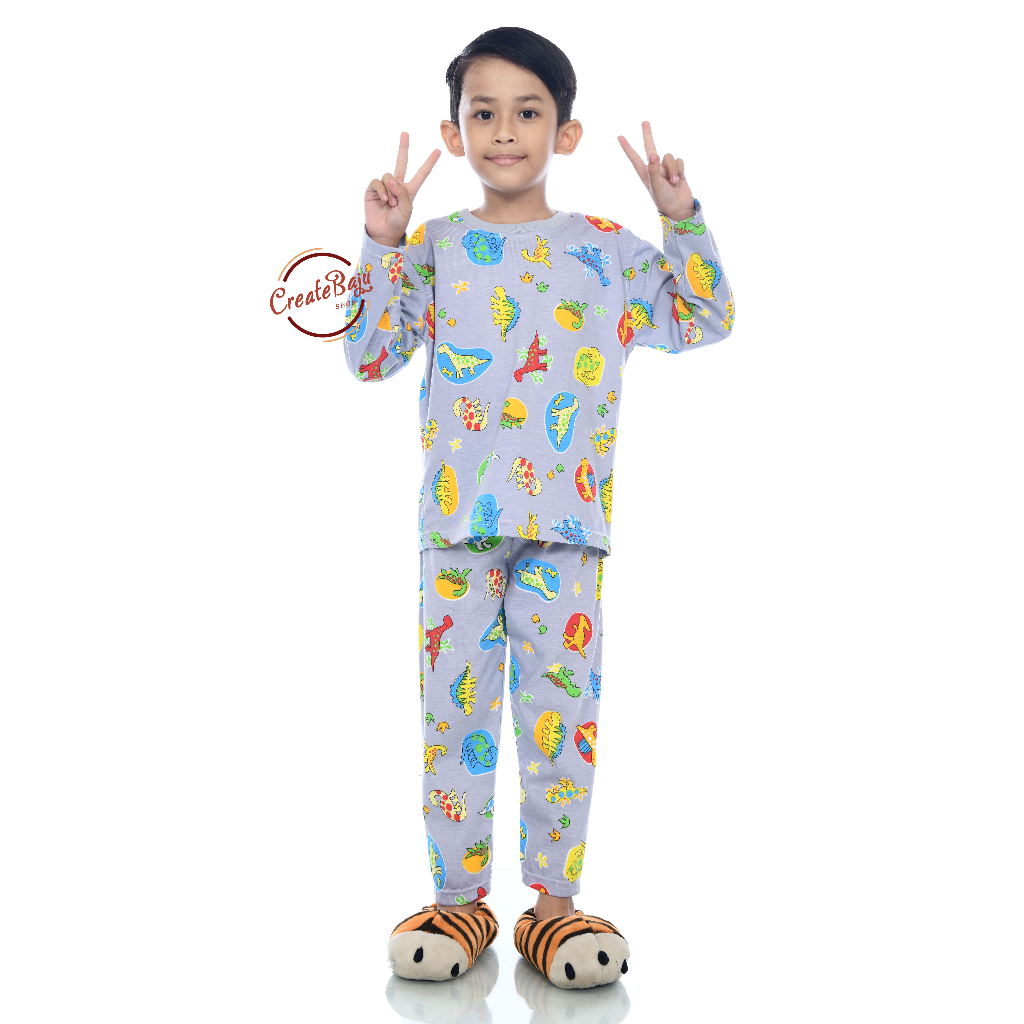 PIYAMA KAOS ANAK LAKI 1-7 TAHUN BABY DINO BAJU TIDUR ANAK LENGAN PANJANG TERMURAH