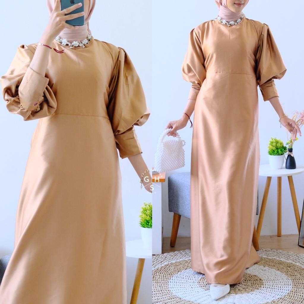 (AMD) GAMIS JEJE ATASAN WANITA TALI SERUT DRESS SATIN SILK