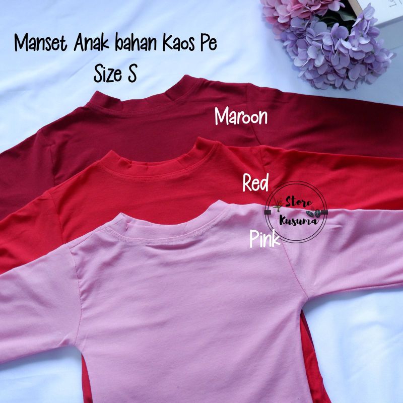 Manset Anak bahan Kaos Pe size S Usia 1-3tahun