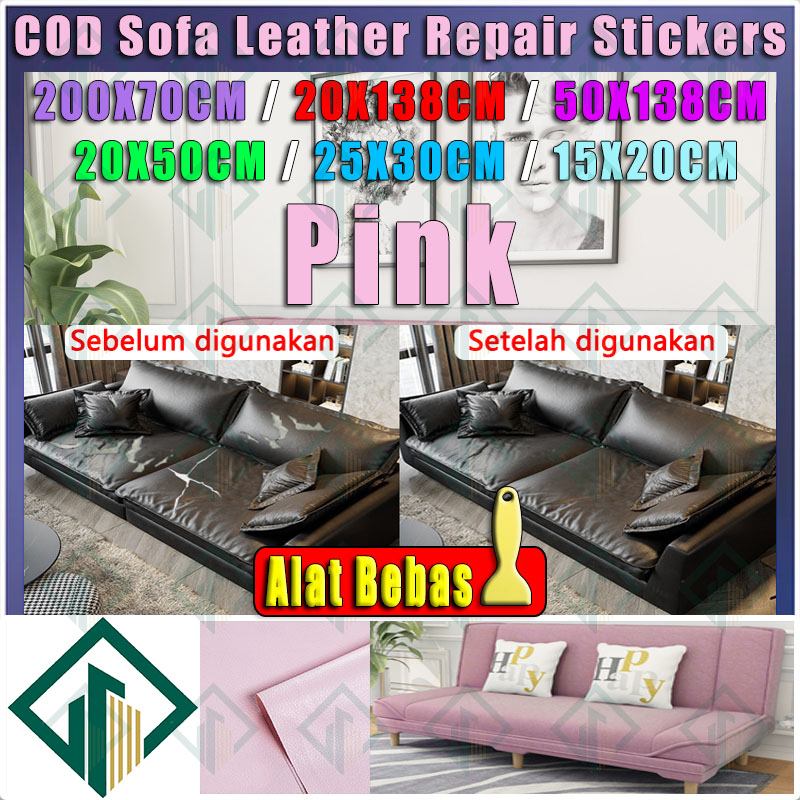 【Sticker Kulit Sofa Tersedia grosir】COD  Pink 70CM*200CM Lem impor yang kuat PU Sticker Stiker Leath