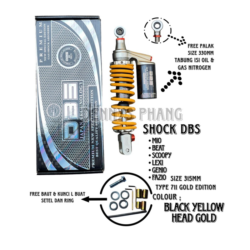 SHOCKBREAKER DBS ORIGINAL TYPE G-SPORT SERIES 711 TABUNG ATAS MATIC SINGLE SHOCK BEAT VARIO SCOOPY GENIO LEXI FINO MIO XEON X-RIDE SOUL FAZZIO MIO GEAR MIO J MIO M3 DLL / SHOCK TABUNG ATAS G-SPORT MATIC SINGLE SHOCK