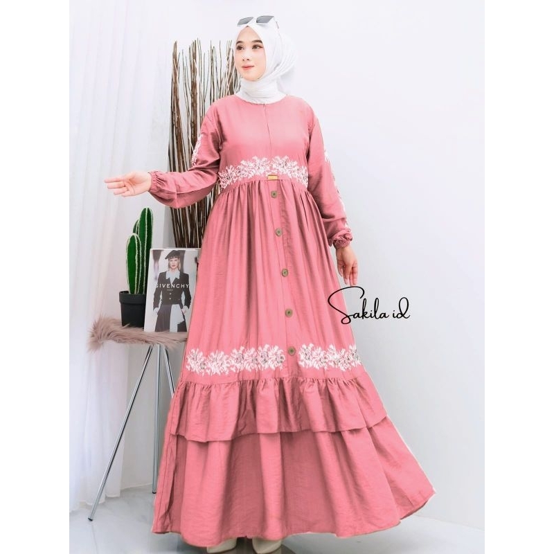 ALEZA DRESS / GAMIS BORDIR / DRESS POLO LINEN / GAMIS POLO LINEN BORDIR / GAMIS LEBARAN MURAH