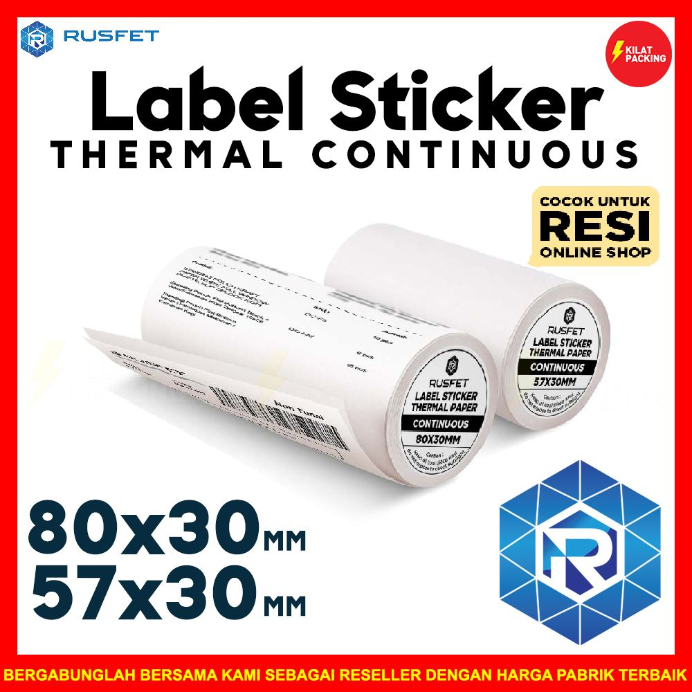 

Label sticker stiker thermal continuous rusfet with core resi online satuan