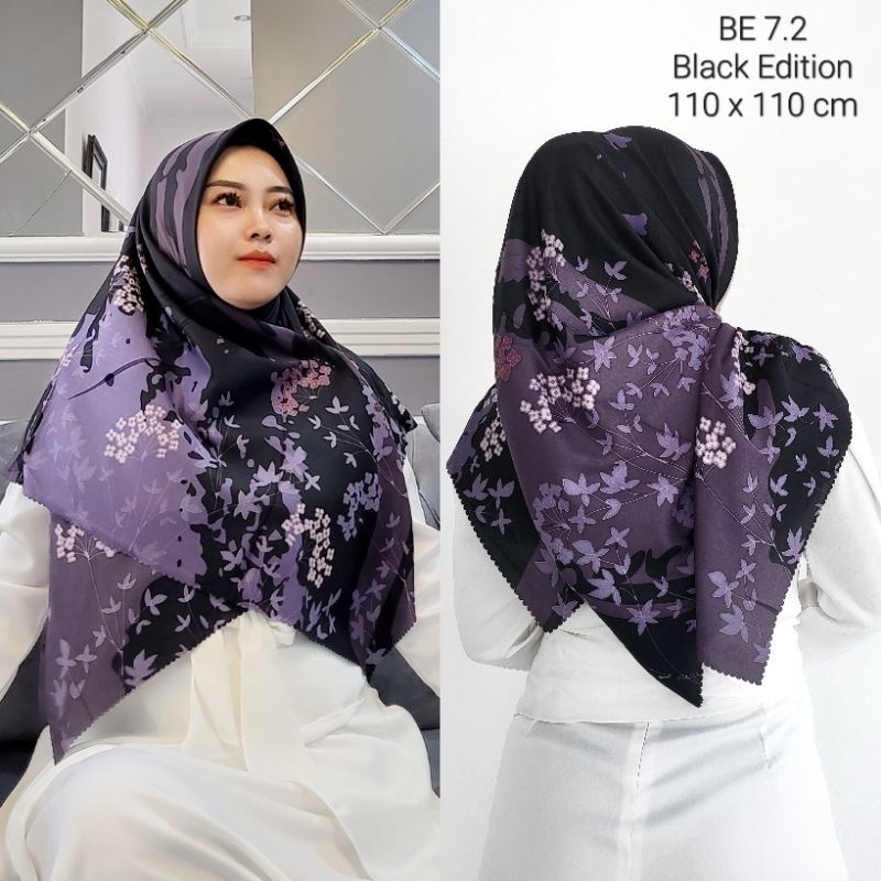 Hijab Motif Segiempat BLACK EDITION Azara Laser Cut BE 2