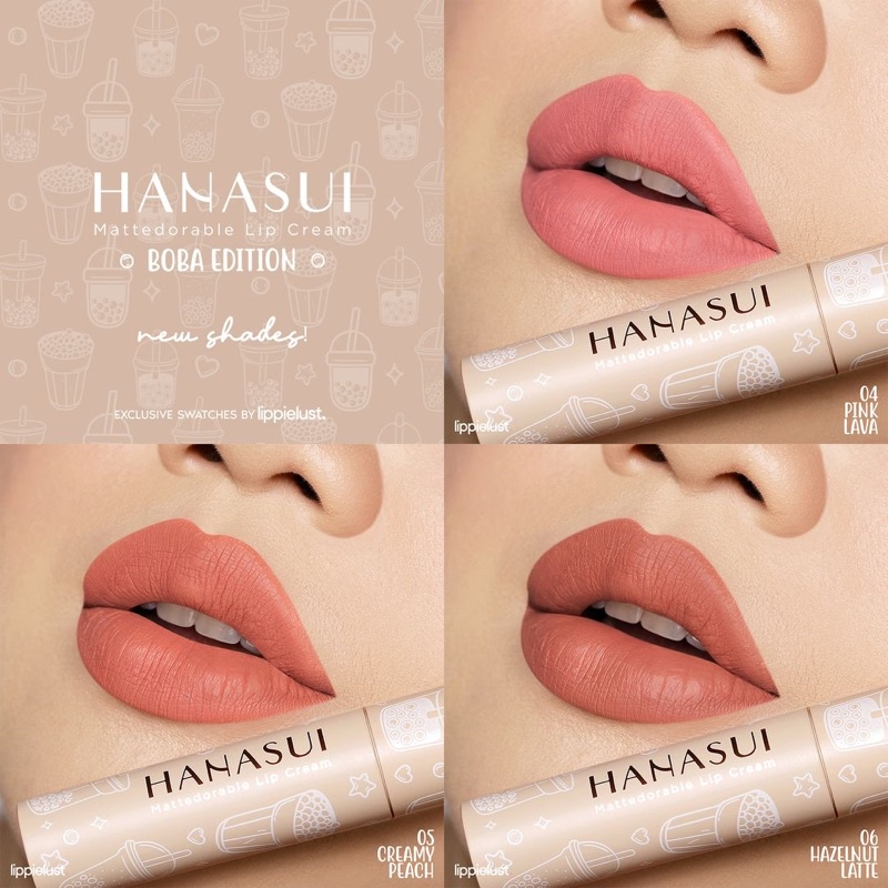 HANASUI MATTEDORABLE LIP CREAM BOBA EDITION TERBARU