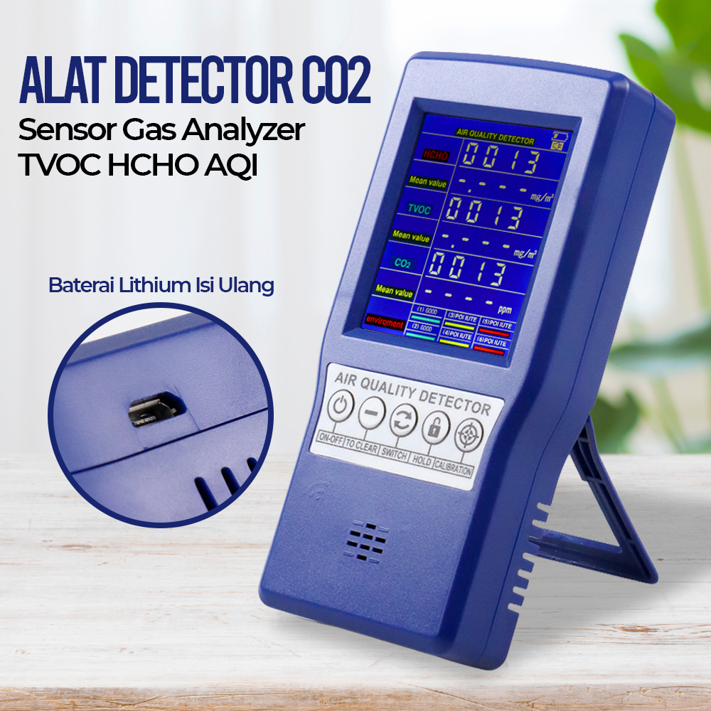 Alat Detector CO2 Sensor Gas Analyzer TVOC HCHO AQI - JSM-131 SC - Blue