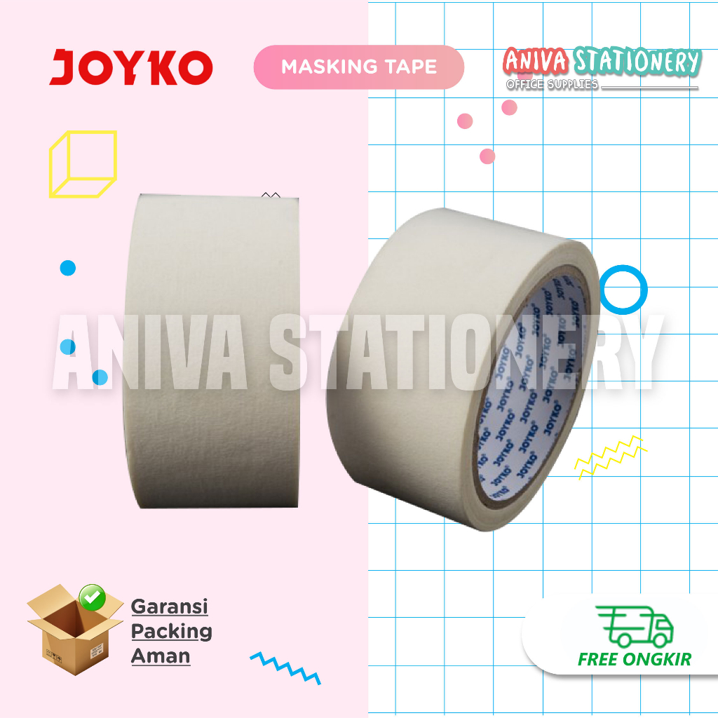 

JOYKO MASKING TAPE LAKBAN OPP ISOLASI SELOTIP KERTAS 48mm x 20 meter
