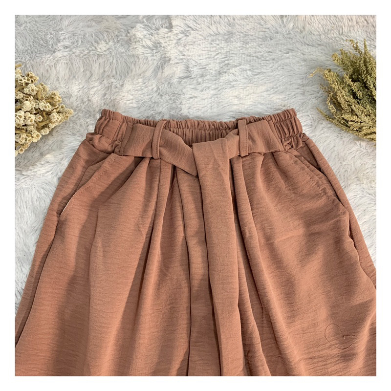 Celana Kulot Ribbon/Ribbon Pants Crinkle Jumbo