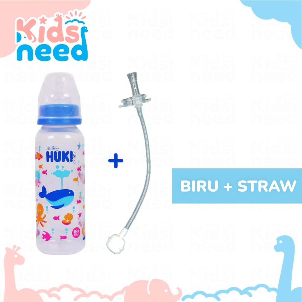 PAKET MURAH Botol Minum HUKI Lengkap + Sedotan 240ml