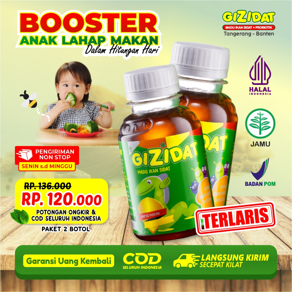 PROMO SPESIAL 2 Botol Gizidat Nafsu Makan Anak Hanya Dalam 2 Minggu