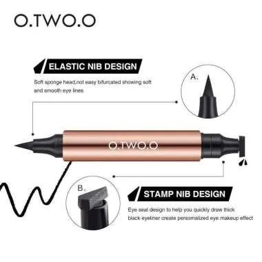 ✦SINAR✦ O.TWO.O  Stamp Eyeliner Black Double Head Waterproof Pencil - Miraculous Cat Eye Stamp Eyeliner Pen