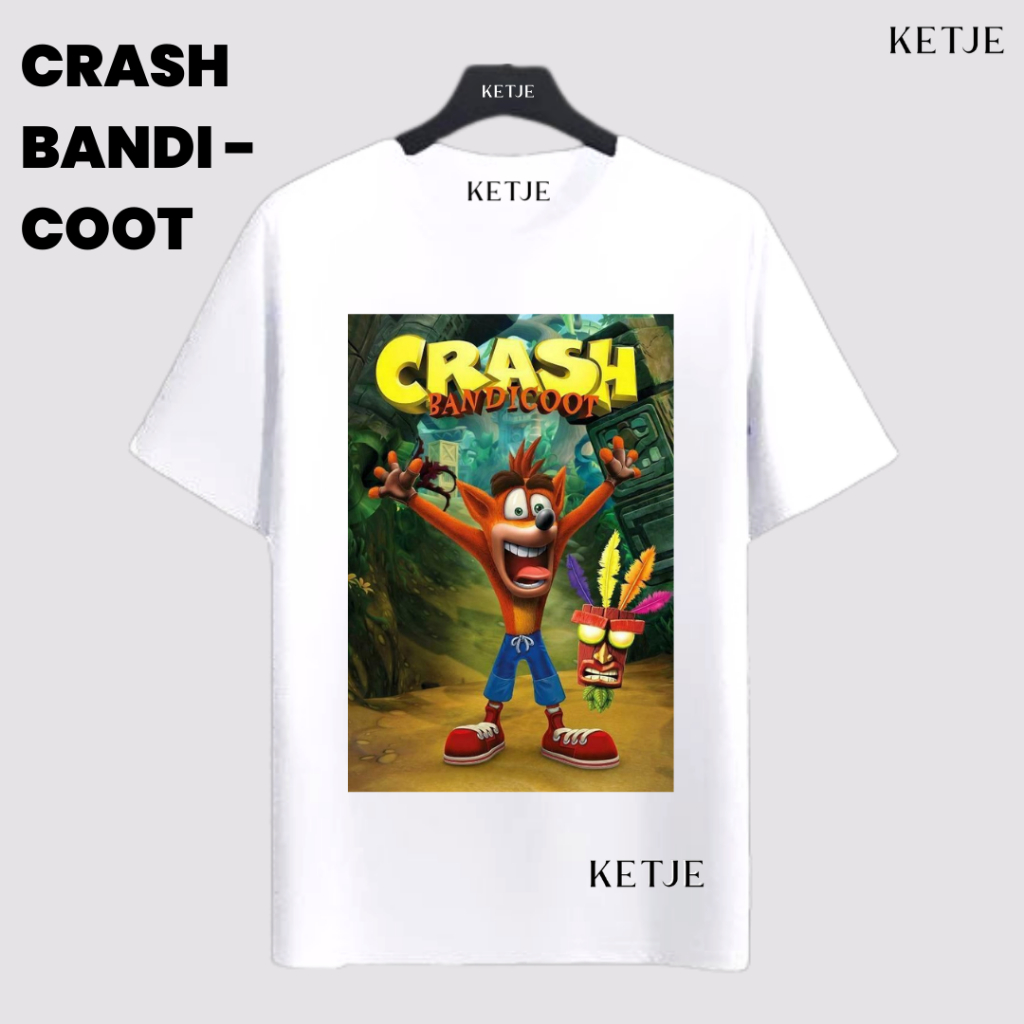 Kaos Crash Bandicoot - Crash Bandicoot In The Jungle | Kaos Baju Distro Pria Wanita T-shirt Premium 