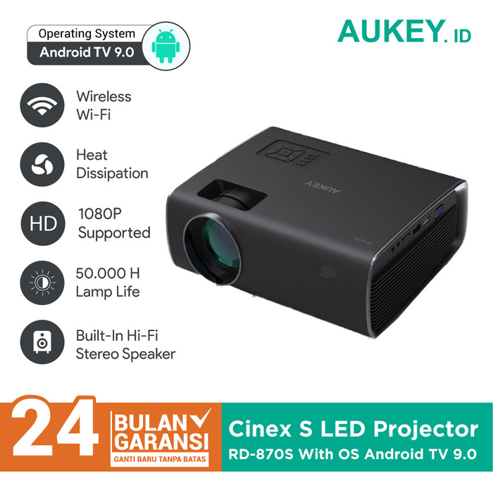 Aukey Projector LED Full HD 1080p Android OS - Support Wireless - SKU 501393 - RD-870S