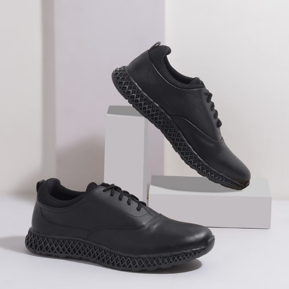 GARRICK BLACK - Sepatu Pantofel Pria Kasual Formal Kulit Pantopel Pria Fantofel Pantofel Hitam Pria