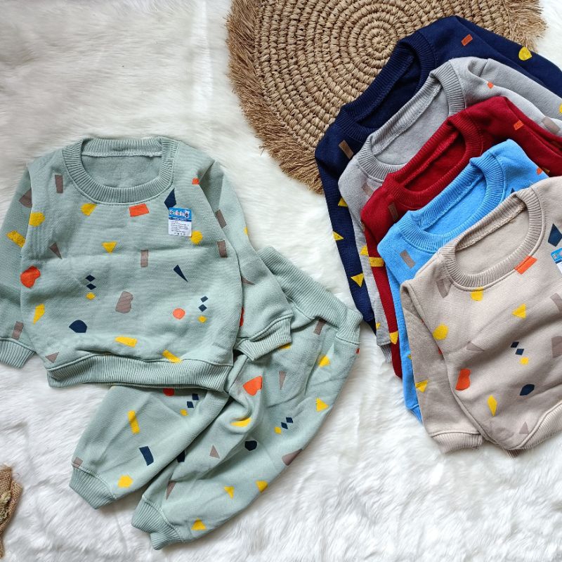 Setelan sweater bayi 3-12 bulan motif Bentuk