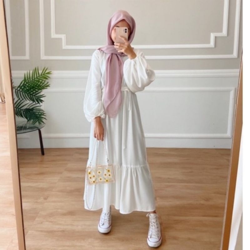 MIDI DRESS KOREAN STYLE LILY CRINCLE AIRFLOW MIDI KOREAN LOOK REMAJA